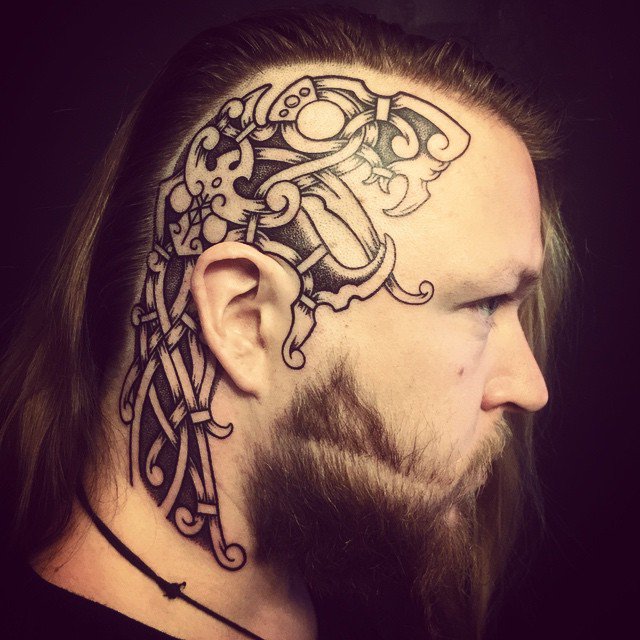 viking tattoo on head