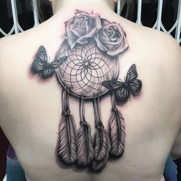Dreamcatcher with Roses and Butterflies
