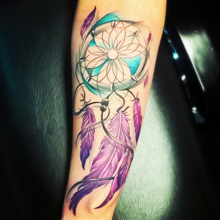 Dreamcatcher with Purple and Blue Feathers