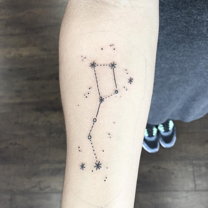 Constellation Star Tattoos on left hand