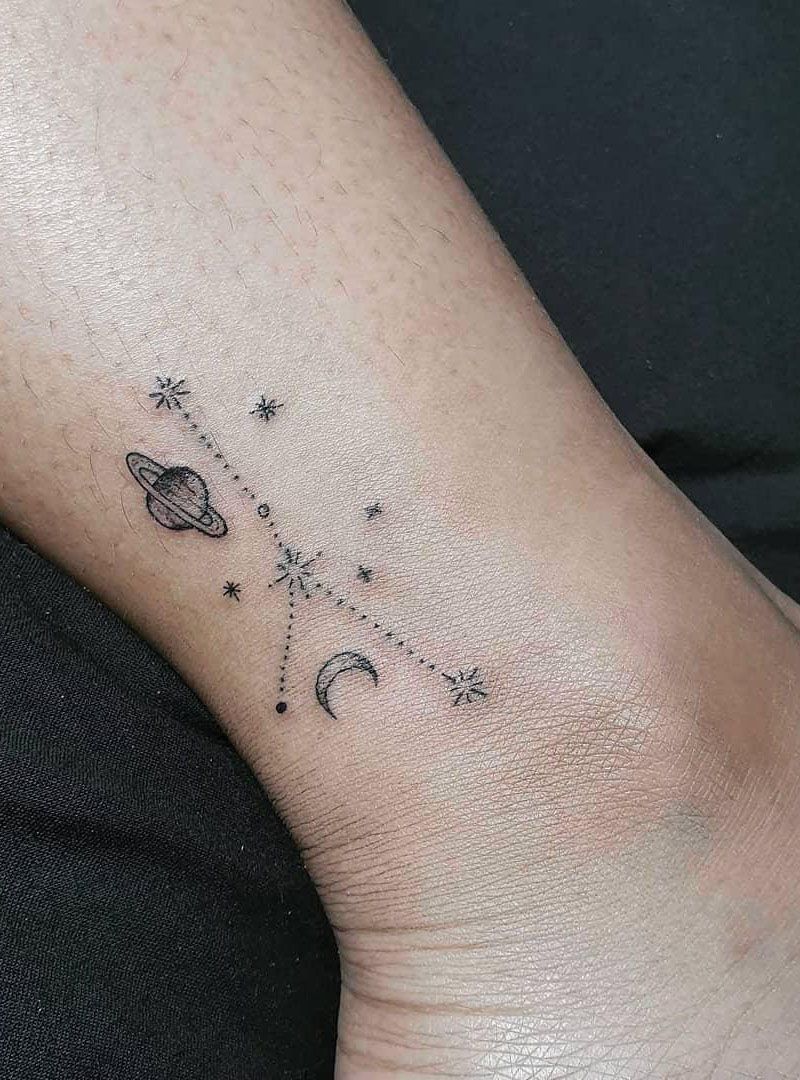 Constellation Star Tattoos on left leg