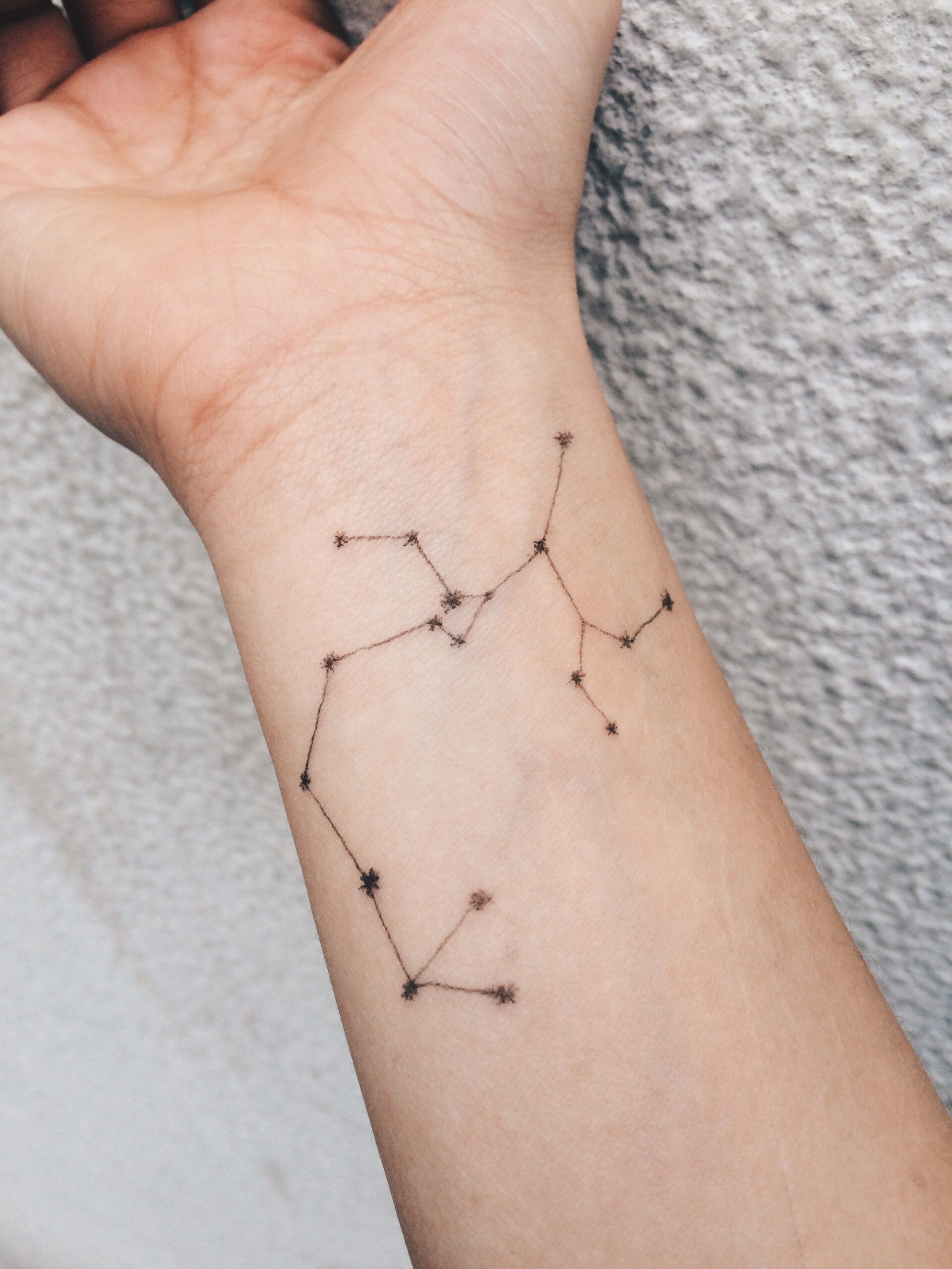 Constellation Star Tattoos on right hand wrist