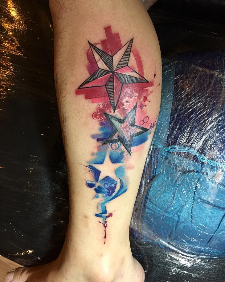 watercolor star tattoos