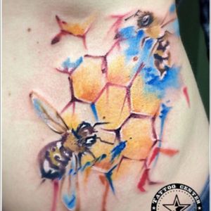 Honeycomb tattoo watercolor